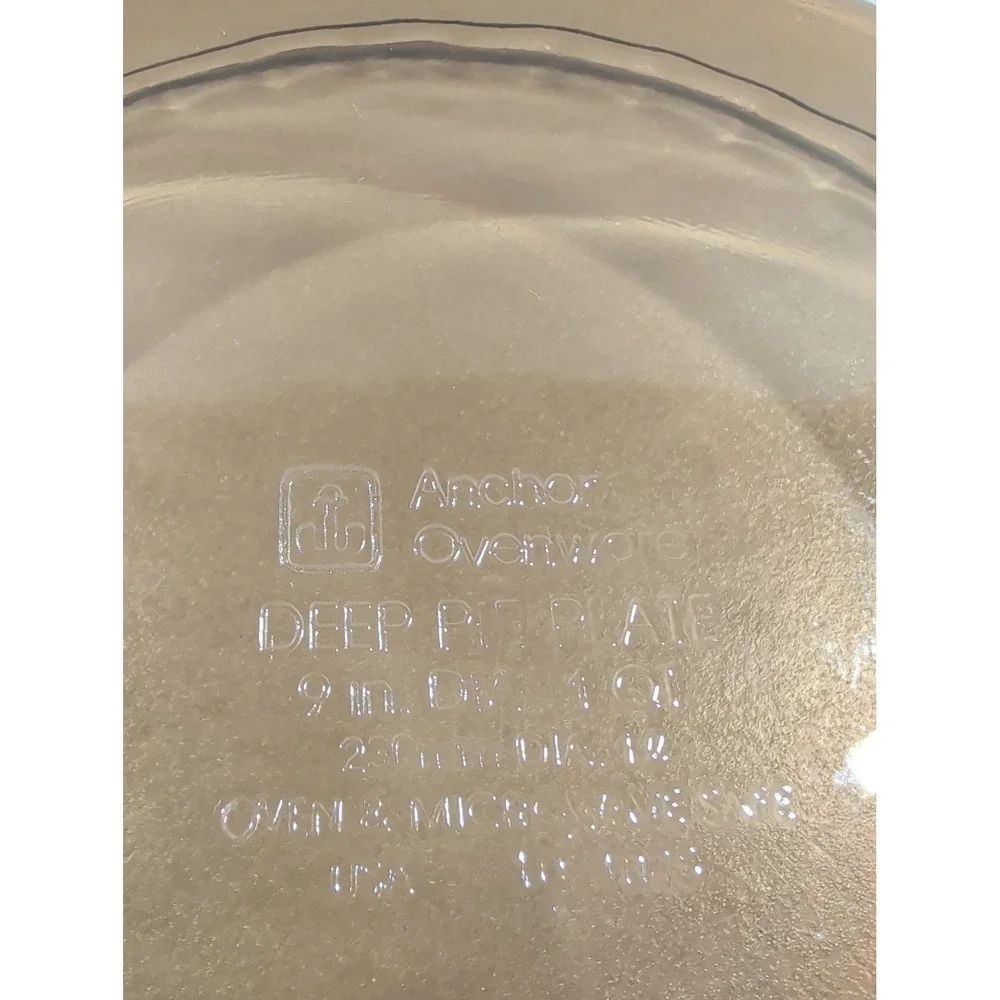 Anchor Hocking Amber Glass Deep Pie Plate 9 Inch Round Ovenware 1 Qt with Handle